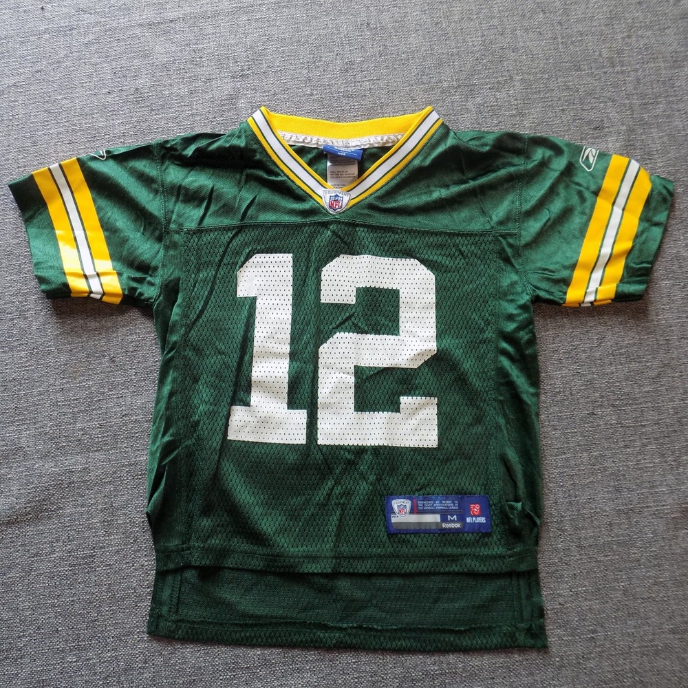 Reebok Football Jersey Kids M 5-6 Green Good Packers Aaron Rodgers 12 NFL